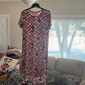 LuLaRoe Pink and Orange Patterned Dress